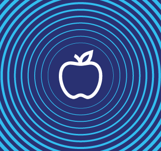 Icono manzana con radiación azul
